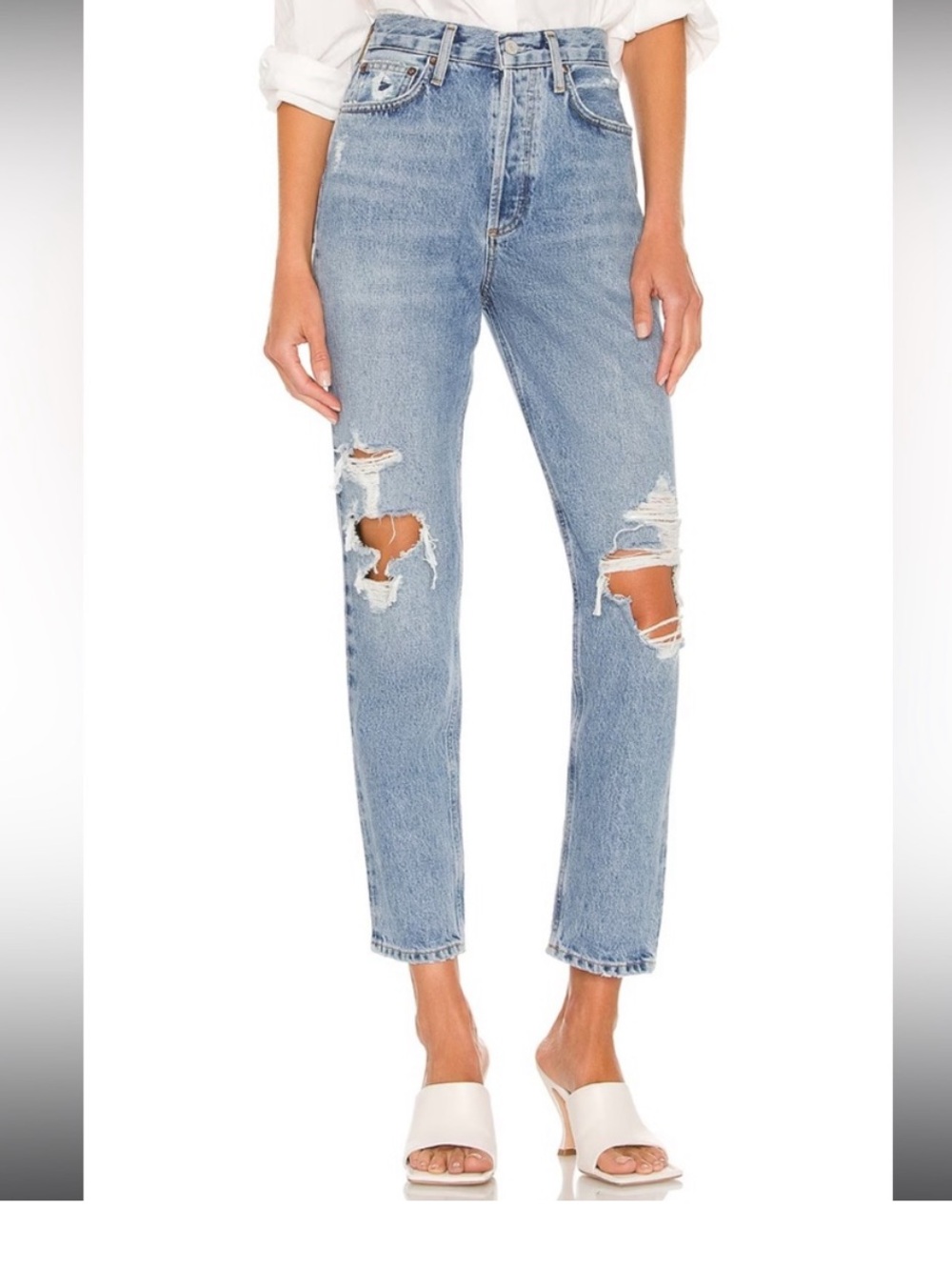 Agolde Light Wash High-Rise Distressed Relaxed Jeans